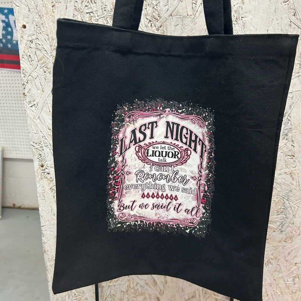 Black Tote Bag with Graphic Design